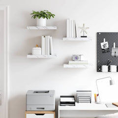 vidaXL Wall Shelf 4 pcs White Marble 40 x 23.5 x 3.8 cm 4