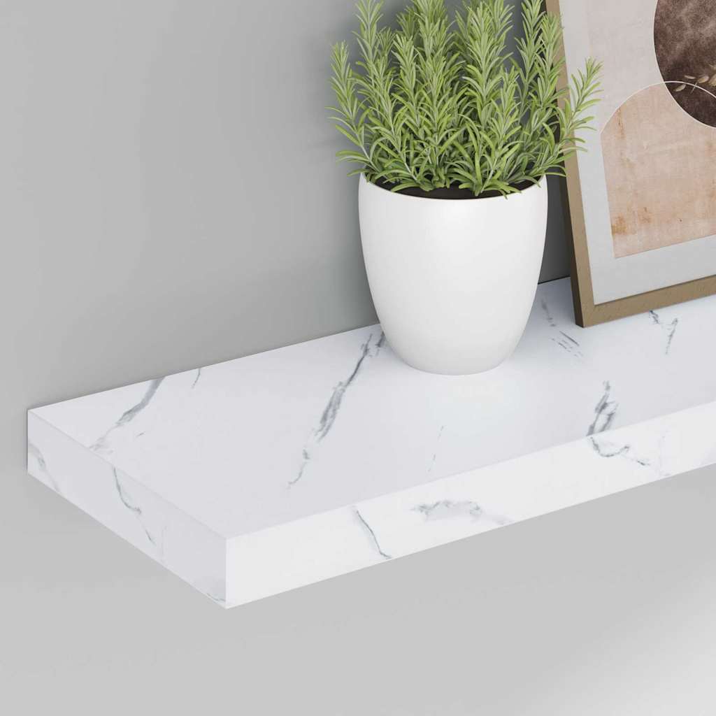 vidaXL Wall Shelf 2 pcs White Marble 90 x 23.5 x 3.8 cm 5