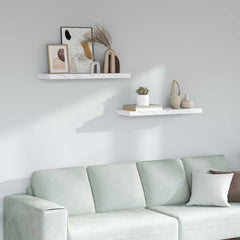 vidaXL Wall Shelf 2 pcs White Marble 90 x 23.5 x 3.8 cm 1