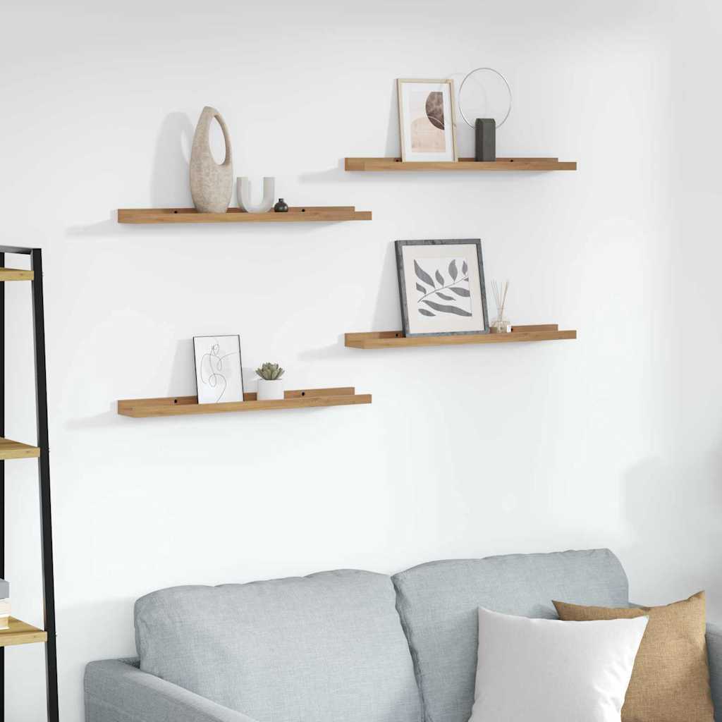 vidaXL Wall Shelf 4 pcs Brown 60 x 9 x 3 cm Engineered Wood 1