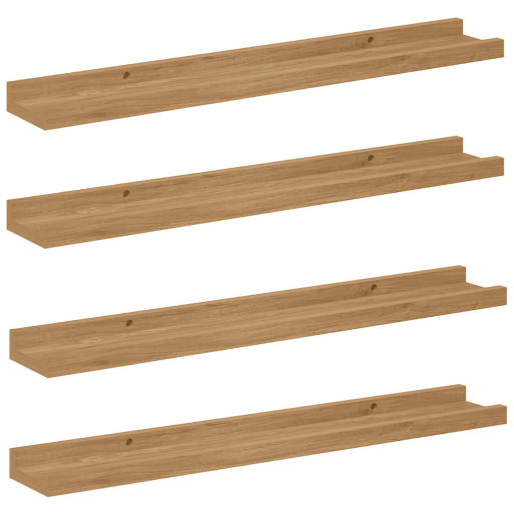 vidaXL Wall Shelf 4 pcs Brown 60 x 9 x 3 cm Engineered Wood 2