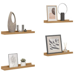 vidaXL Wall Shelf 4 pcs Brown 60 x 9 x 3 cm Engineered Wood 3