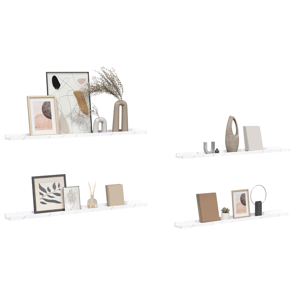vidaXL Wall Shelf 4 pcs White Marble 100 x 9 x 3 cm Engineered Wood 3
