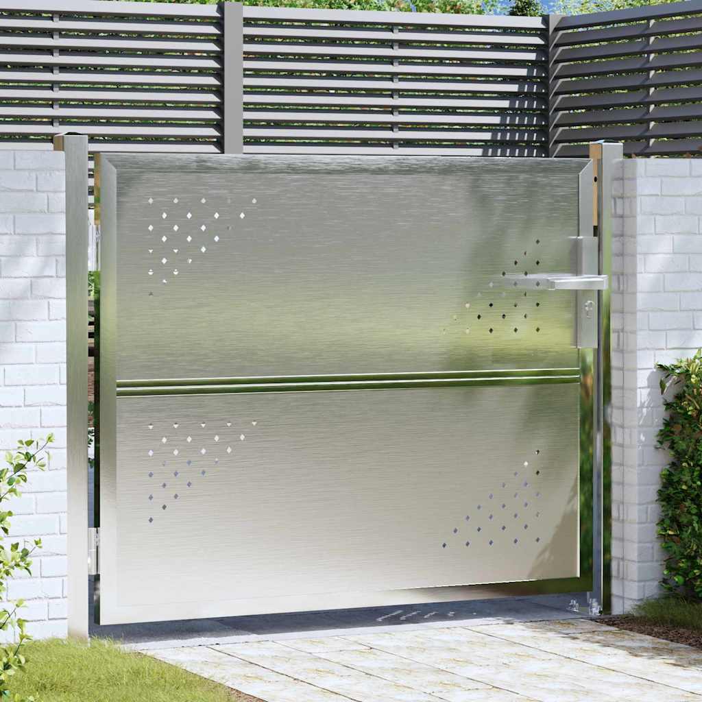 vidaXL Garden Gate with Lock Silver 85 x 70 cm Stainless Steel 1