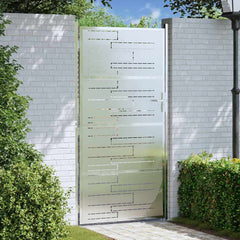 vidaXL Garden Gate 85 x 174 cm Stainless Steel Silver Lockable 1