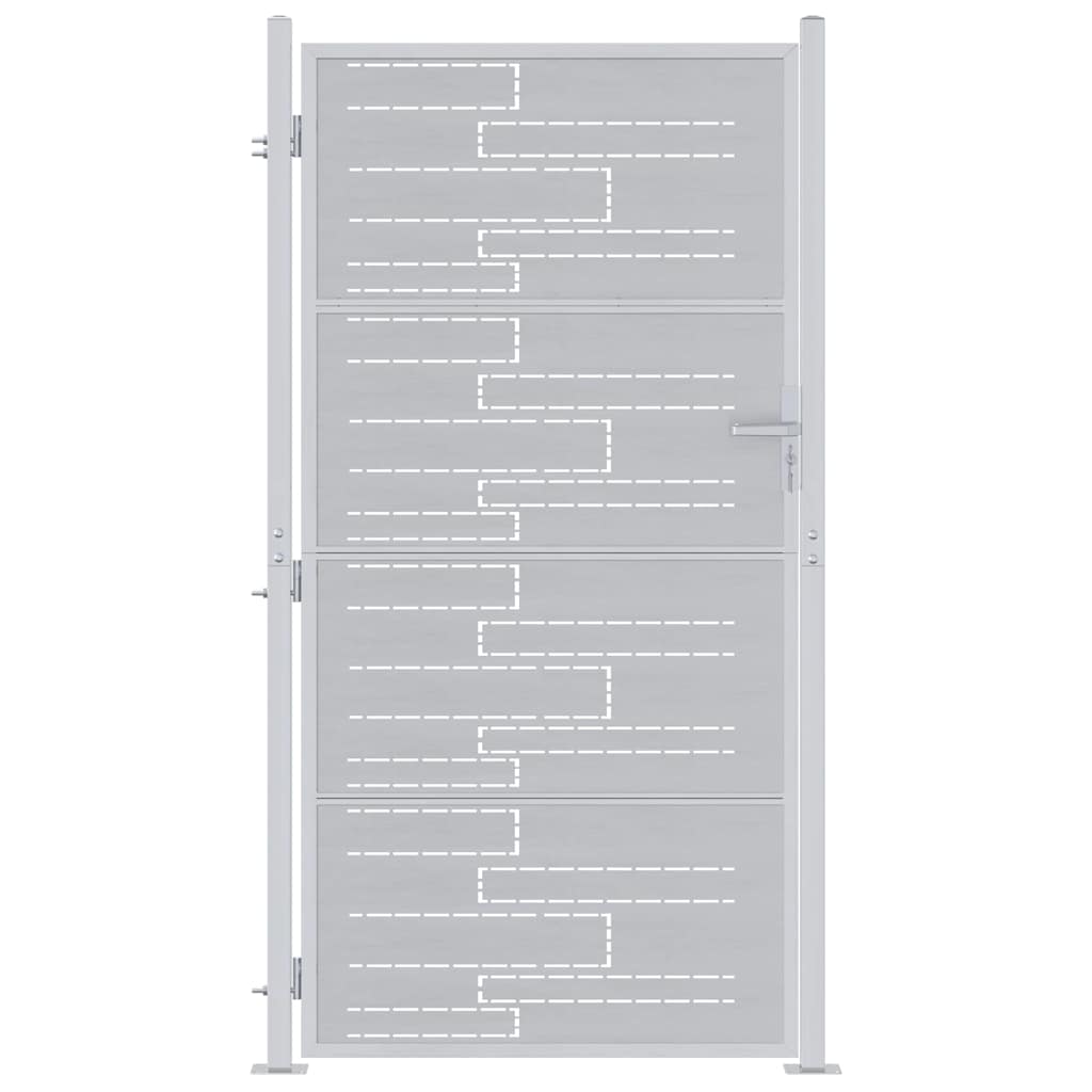 vidaXL Garden Gate 85 x 174 cm Stainless Steel Silver Lockable 2