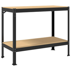 vidaXL Workbench Black 115 x 55 x 91 cm Engineered Wood and Metal 2