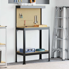 vidaXL Workbench Black 81 x 41 x 145 cm Engineered Wood and Metal 1