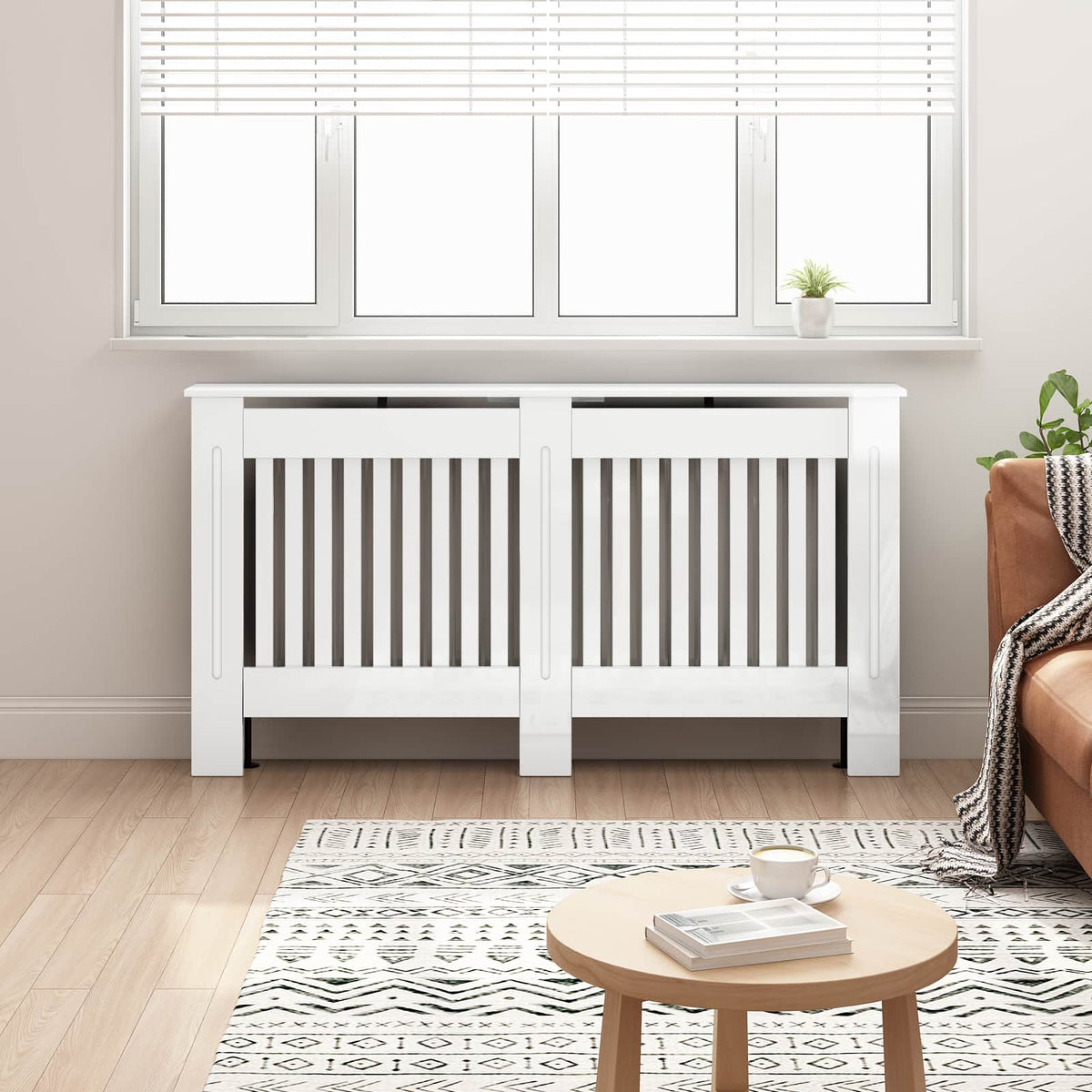 vidaXL Radiator Cover 152 x 19 x 81.5 cm Engineered Wood