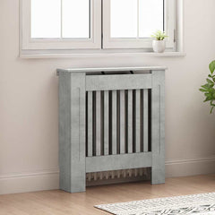 vidaXL Radiator Cover Concrete Grey 78 x 19 x 81.5 cm Engineered Wood 3