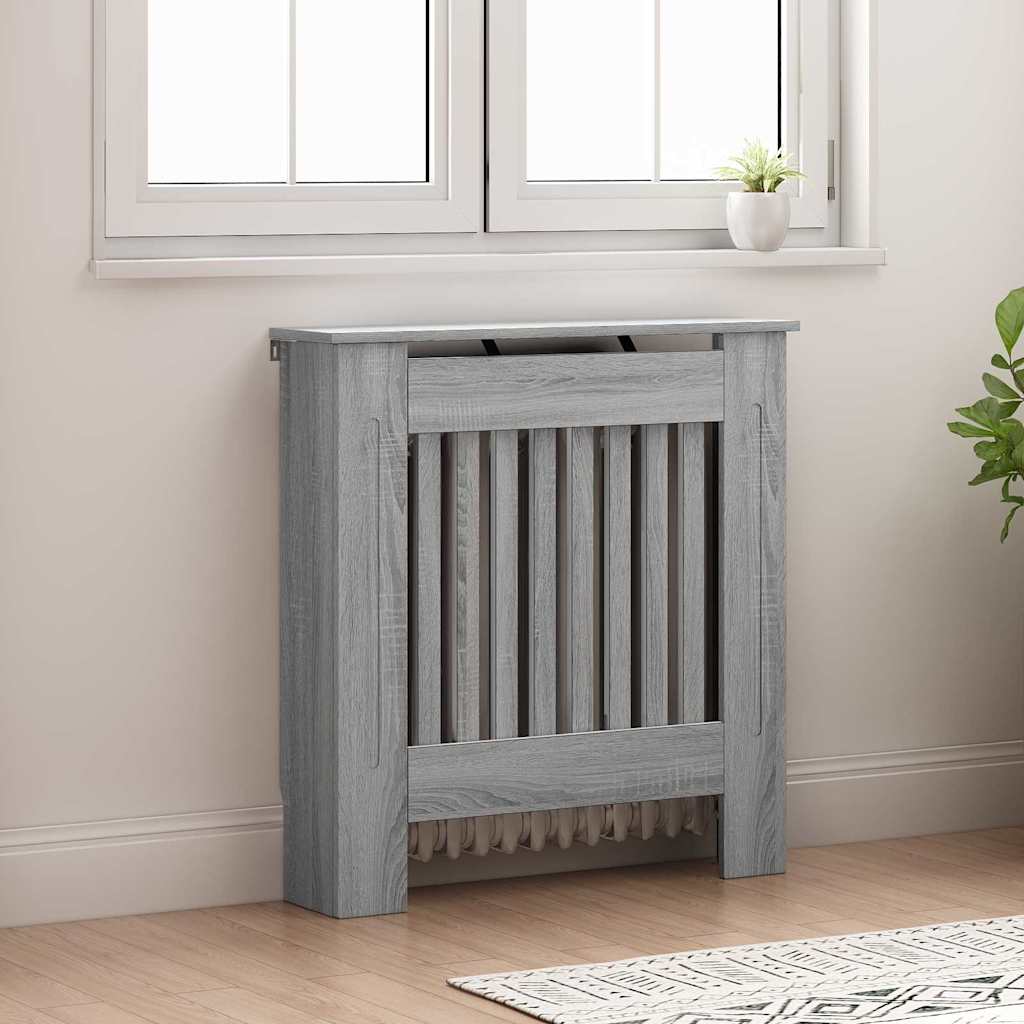 vidaXL Radiator Cover Grey Sonoma 78 x 19 x 81.5 cm Engineered Wood 3