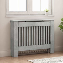 vidaXL Radiator Cover Concrete Grey 112 x 19 x 81.5 cm Engineered Wood 3