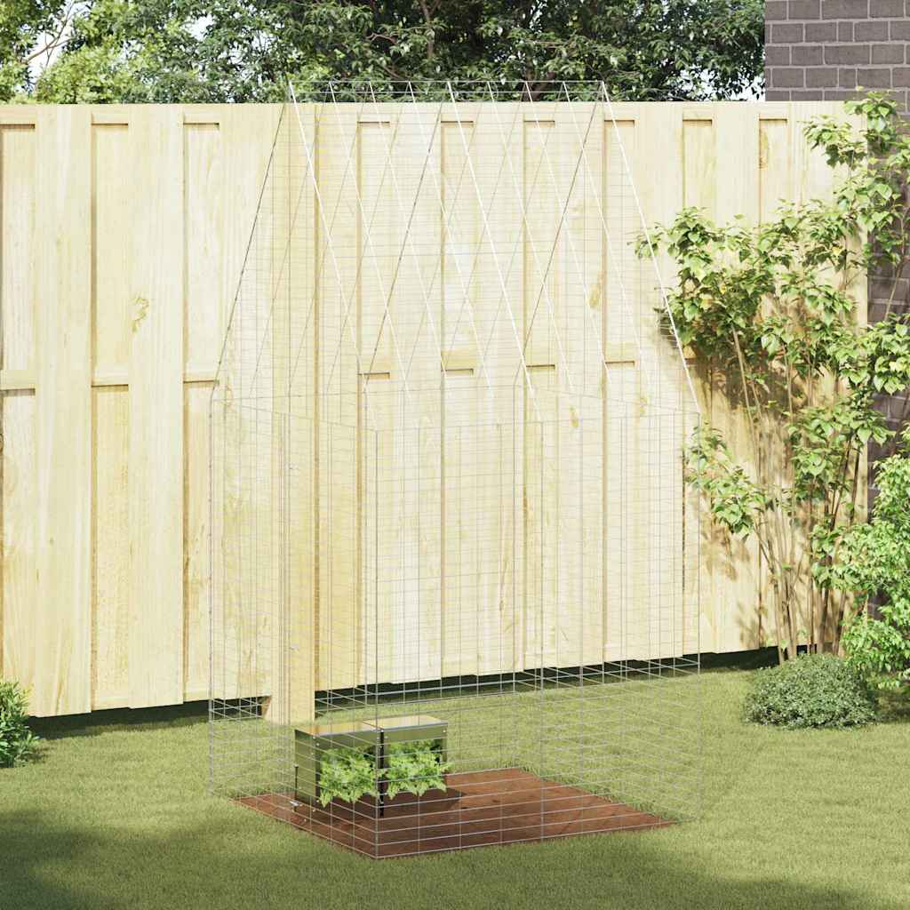 Rabbit Cage Silver 100 x 100 x 210 cm Galvanised Steel 101 cm without roof