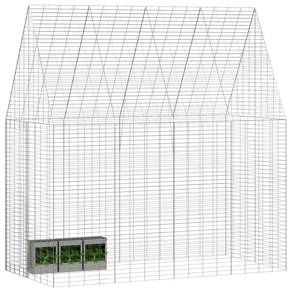 Rabbit Cage Silver 100 x 100 x 210 cm Galvanised Steel 202 cm without roof