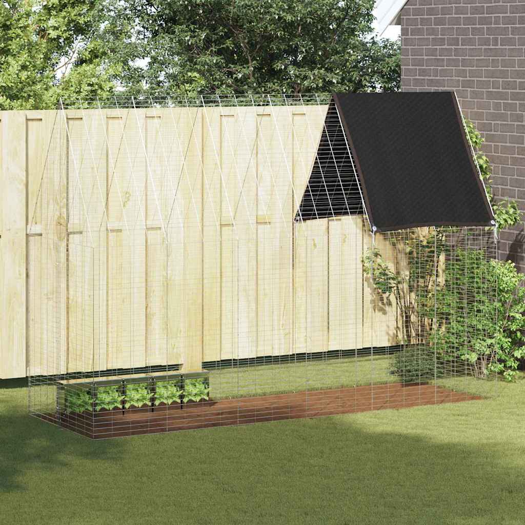 Rabbit Cage Silver 100 x 100 x 210 cm Galvanised Steel 303 cm with roof