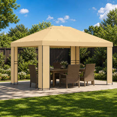 Gazebo 4 x 3 m Polyester and Steel 190 gsm without Sidewall Cream