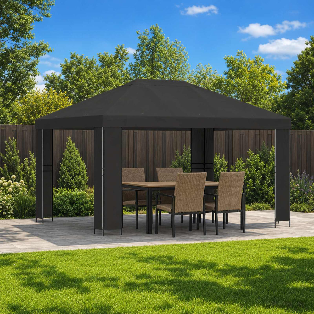 Gazebo 4 x 3 m Polyester and Steel 190 gsm without Sidewall Anthracite