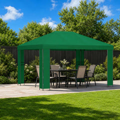 Gazebo 4 x 3 m Polyester and Steel 190 gsm without Sidewall Green