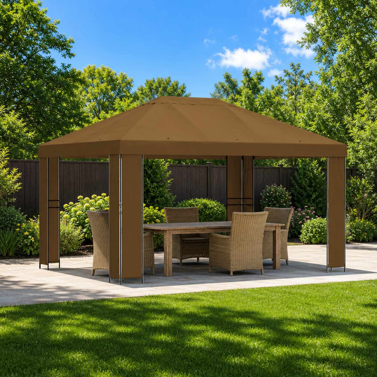 Gazebo 4 x 3 m Polyester and Steel 190 gsm without Sidewall Taupe