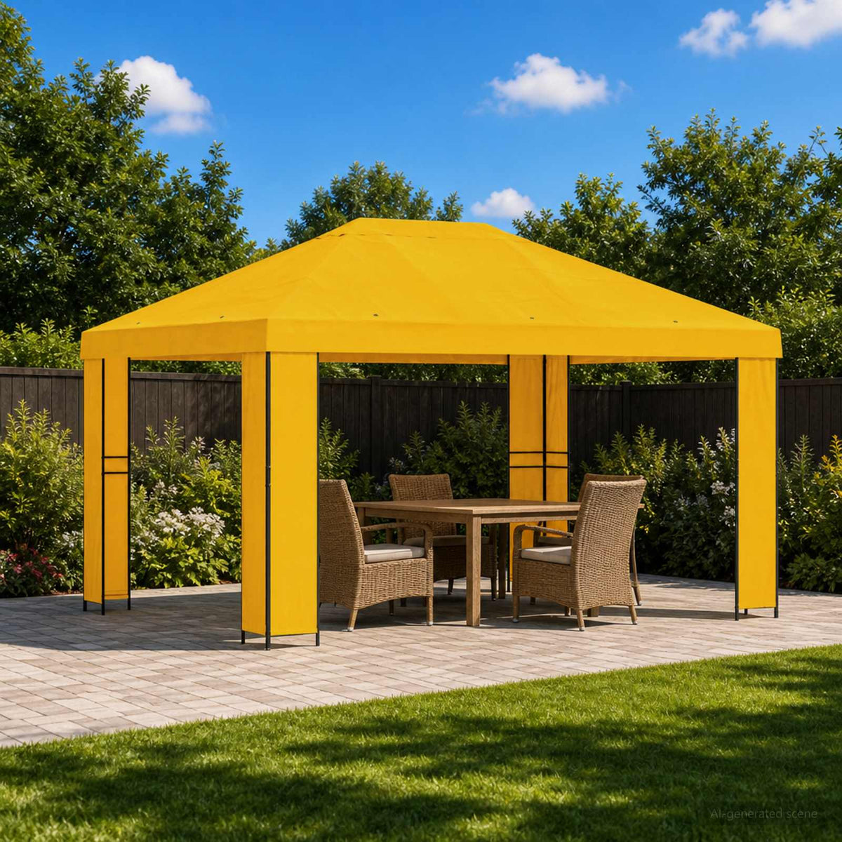 Gazebo 4 x 3 m Polyester and Steel 190 gsm without Sidewall Yellow