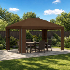 Gazebo 4 x 3 m Polyester and Steel 190 gsm without Sidewall Brown