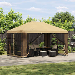 Garden Gazebo with Sidewalls 4 x 3 m Polyester and Steel with 4 Sidewalls Cream