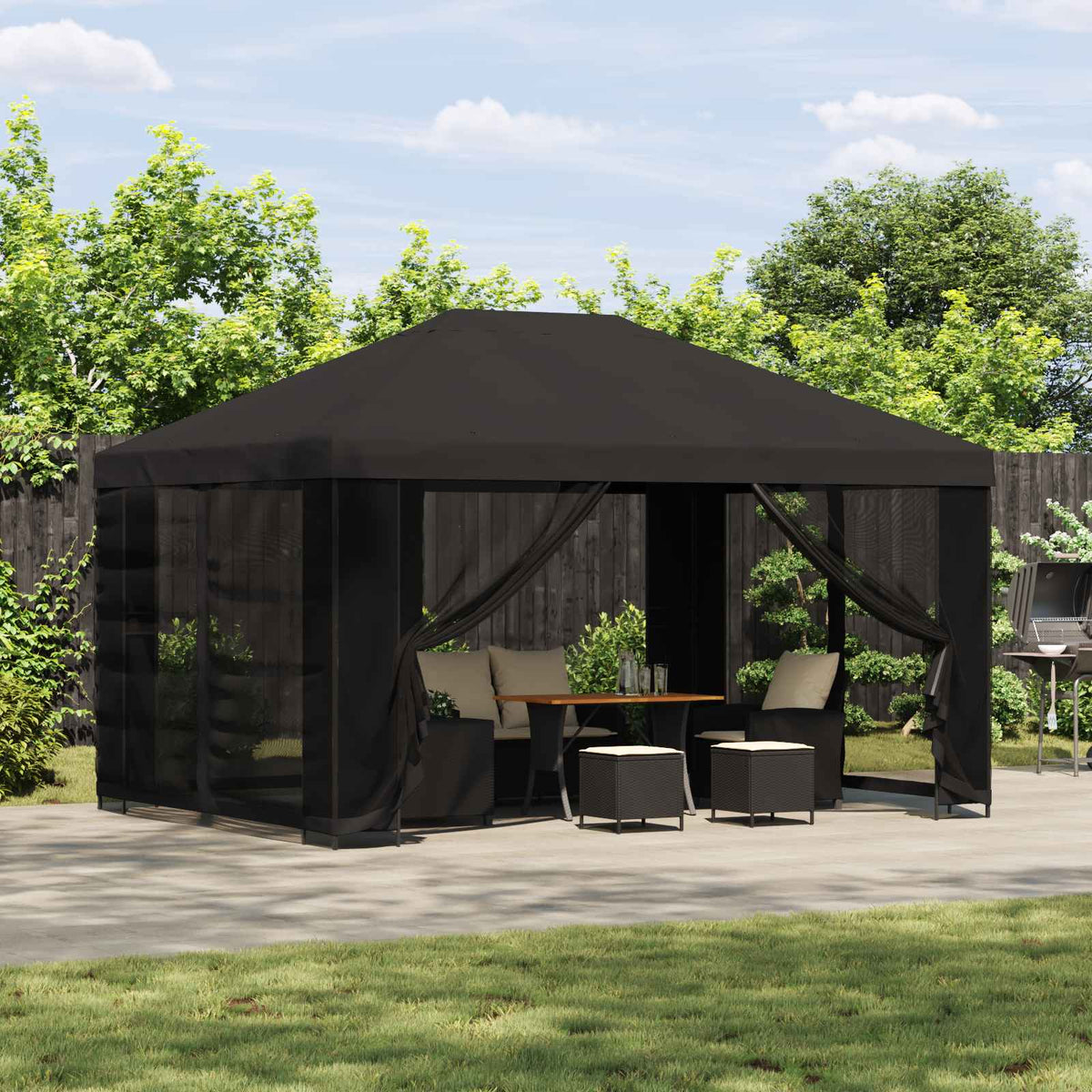 Garden Gazebo with Sidewalls 4 x 3 m Polyester and Steel with 4 Sidewalls Anthracite