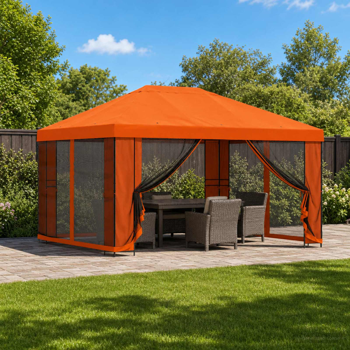 Garden Gazebo with Sidewalls 4 x 3 m Polyester and Steel with 4 Sidewalls Orange