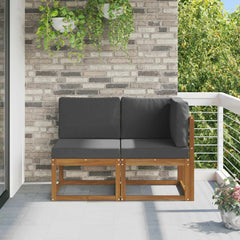 Outdoor Middle and Corner Sofa 2 Piece Natural and anthracite 1x middle +1x corner