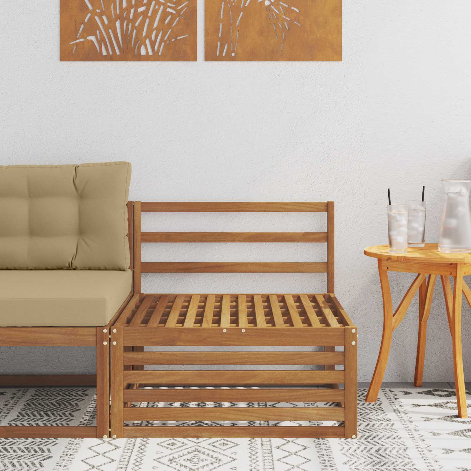 vidaXL Outdoor Middle Sofa Solid Acacia Wood Natural 79 x 83 x 73 cm 1