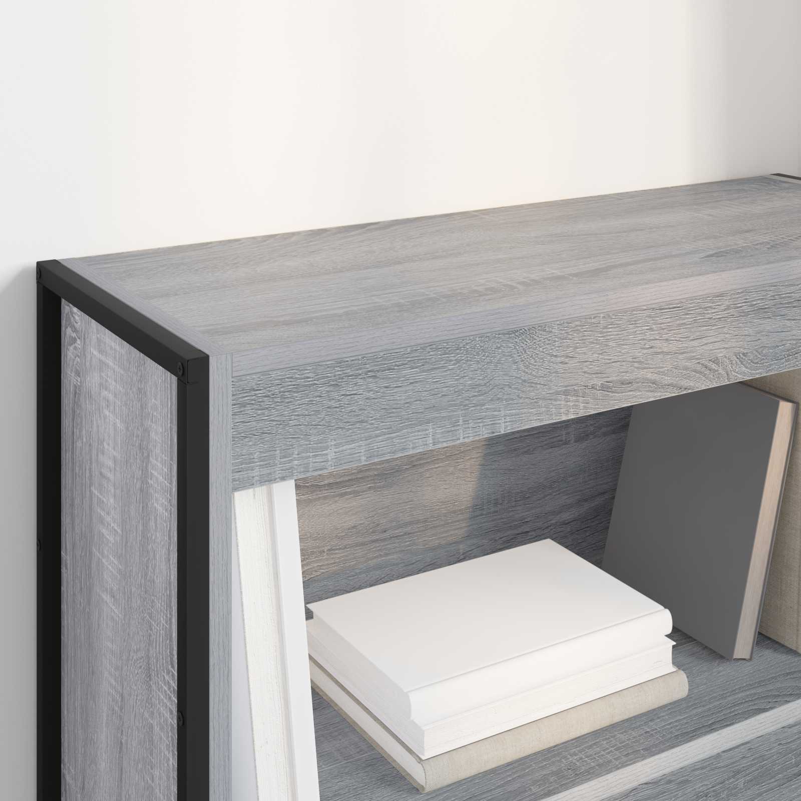 vidaXL Book Cabinet 80 x 30 x 86.5 cm Engineered Wood Grey Sonoma 4
