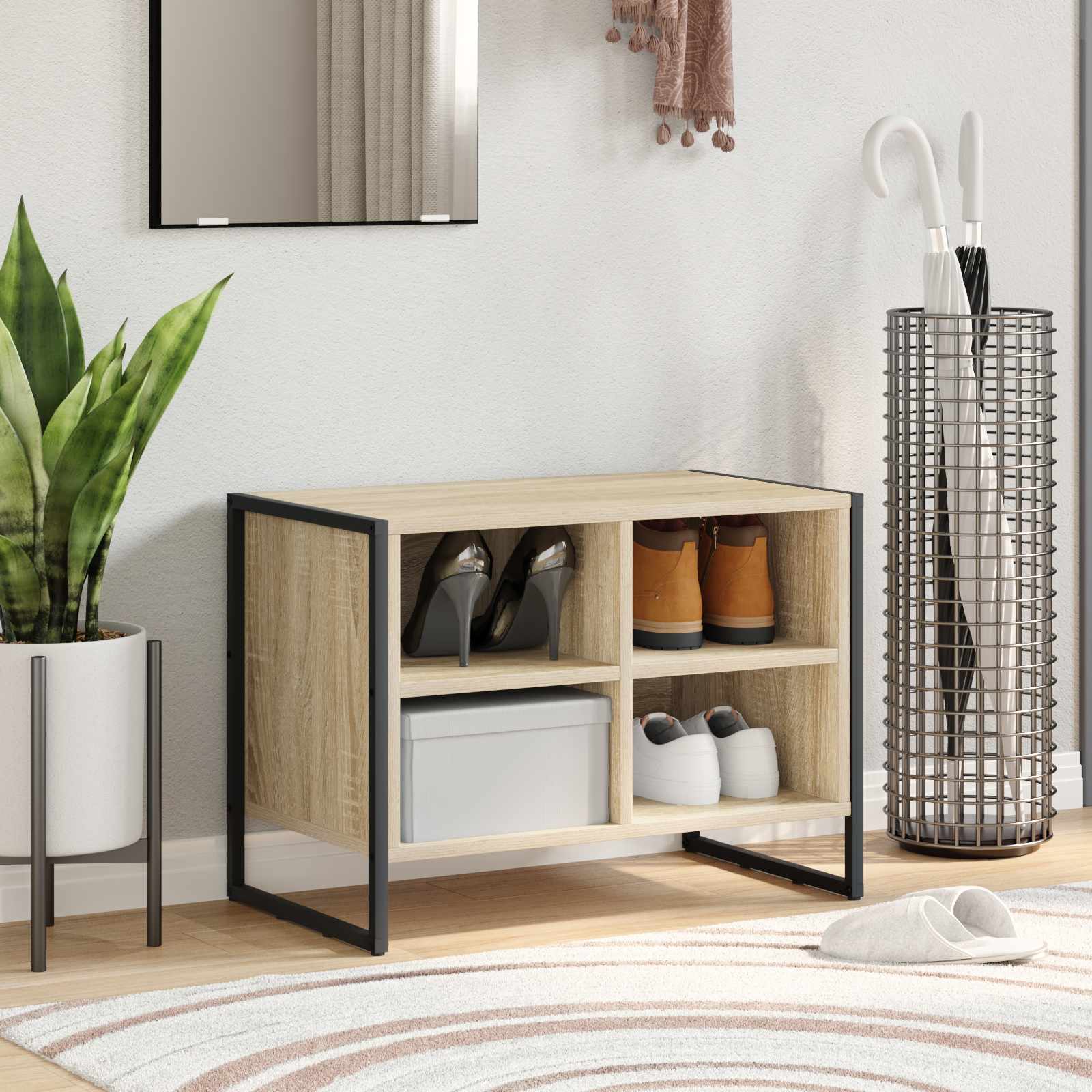 vidaXL Shoe Cabinet 60 x 35 x 44 cm Engineered Wood Sonoma 1