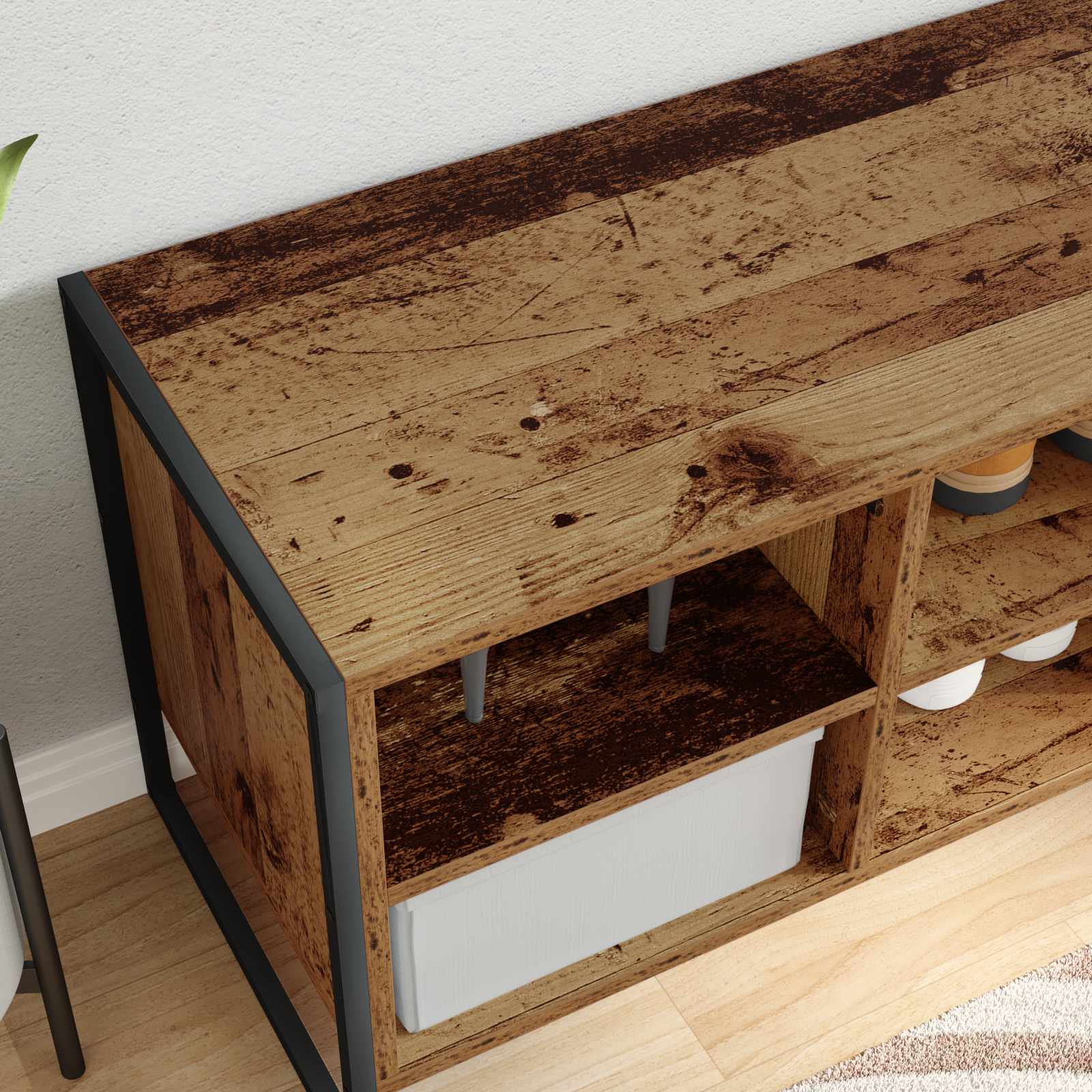 vidaXL Shoe Cabinet 60 x 35 x 44 cm Engineered Wood Old Wood 4