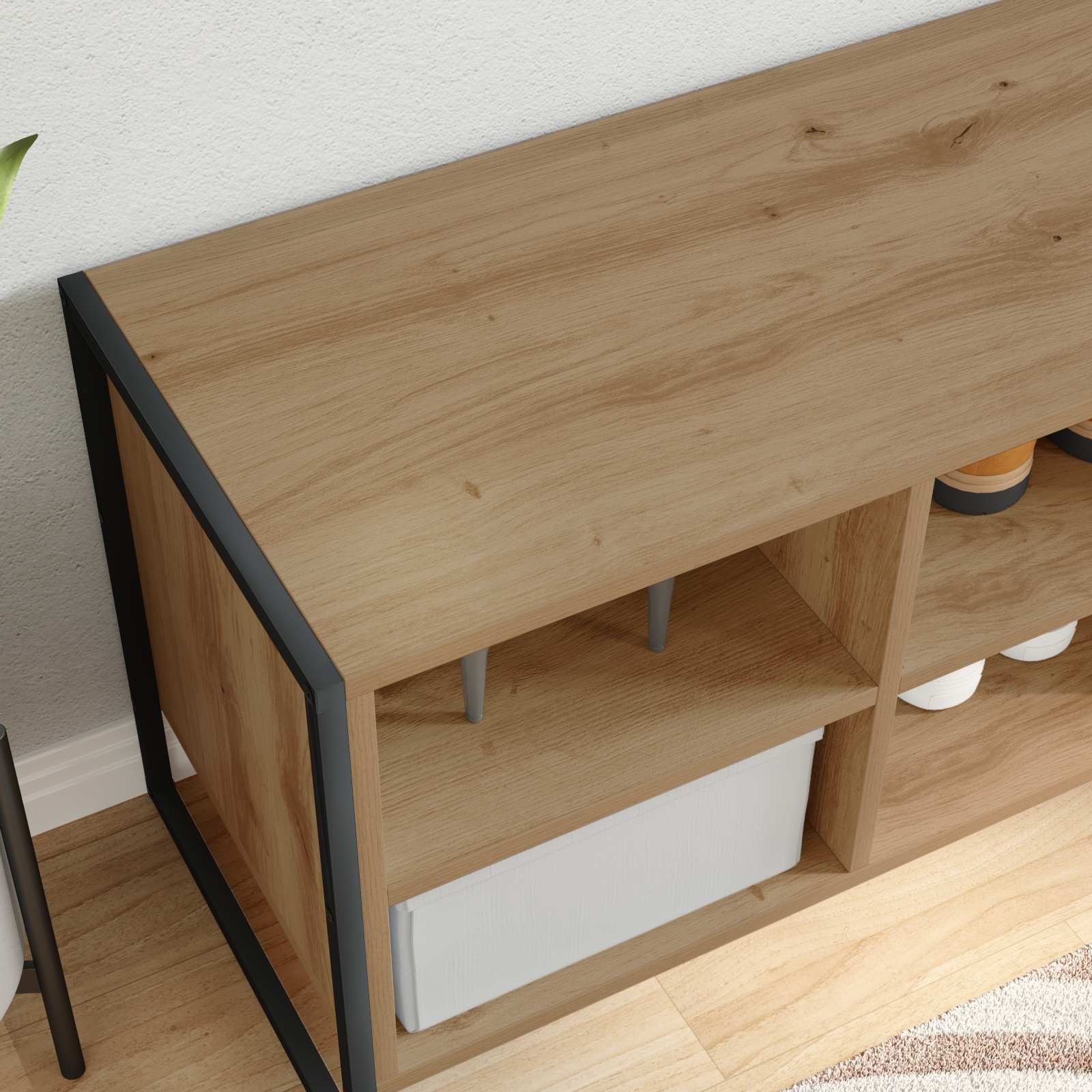 vidaXL Shoe Cabinet 60 x 35 x 44 cm Engineered Wood Artisian Oak 4