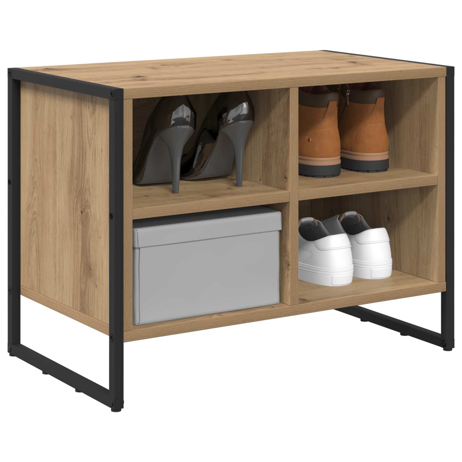 vidaXL Shoe Cabinet 60 x 35 x 44 cm Engineered Wood Artisian Oak 3