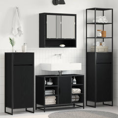 vidaXL Bathroom Cabinet Black Oak 40 x 30 x 100 cm Engineered Wood 1