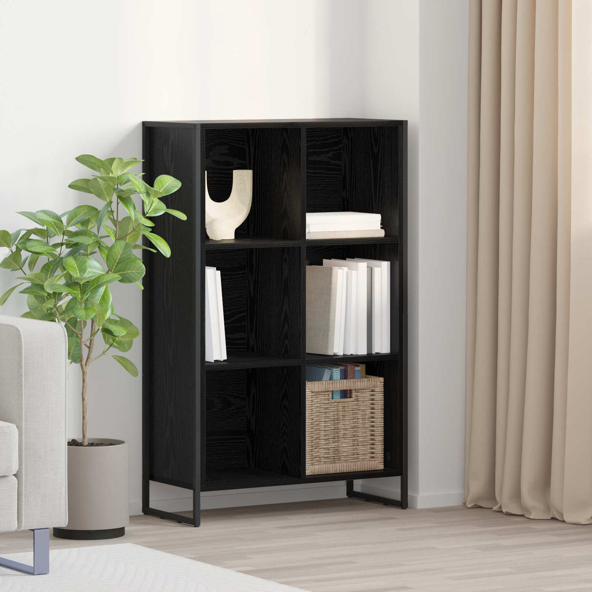Book Cabinet 68 x 30 x 108 cm Engineered Wood Black oak 68 cm