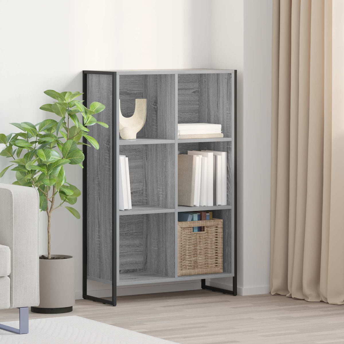 Book Cabinet 68 x 30 x 108 cm Engineered Wood Grey sonoma 68 cm