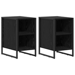 vidaXL Bedside Table 2 pcs Black Oak 39.5 x 30 x 50 cm Engineered Wood 2