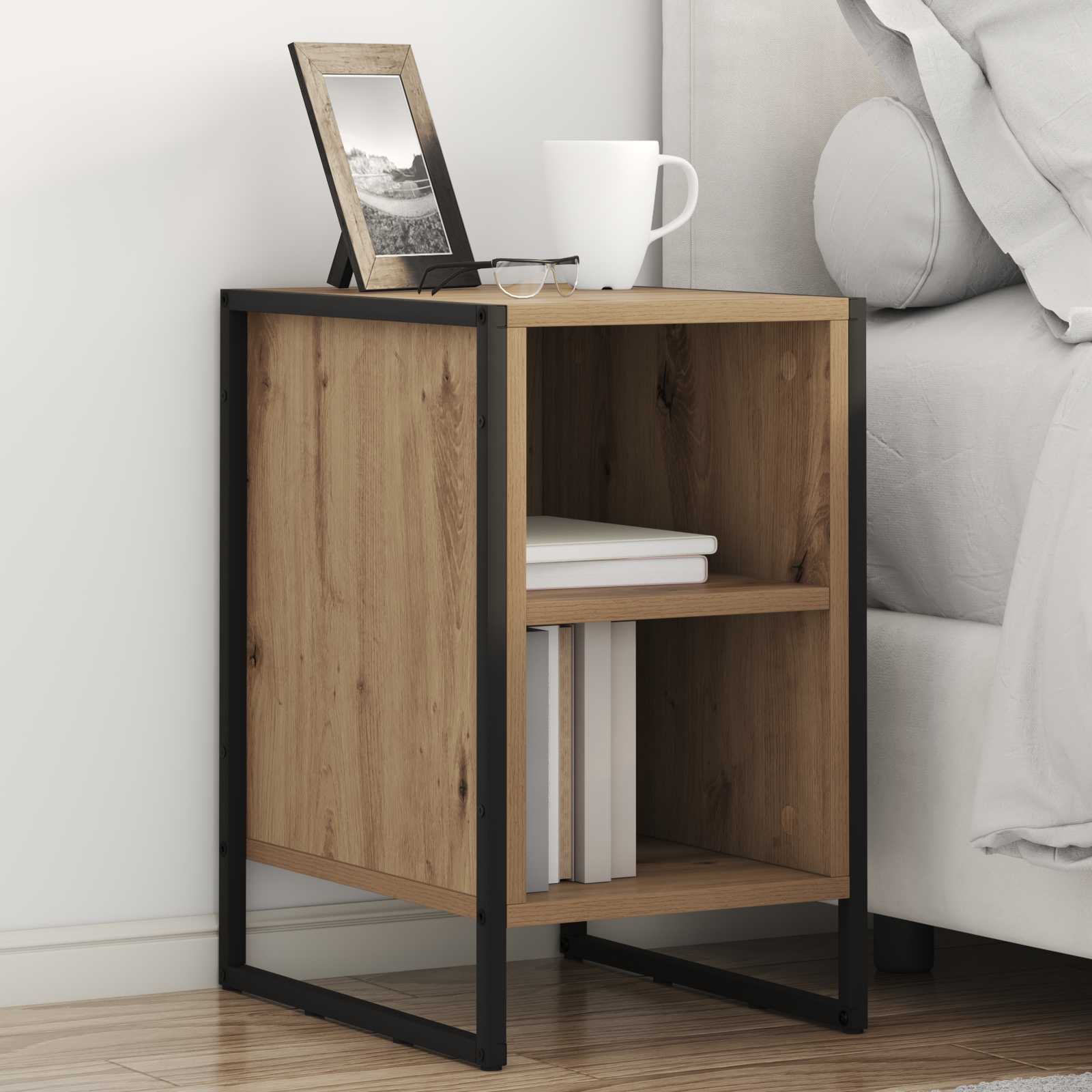 vidaXL Bedside Table Artisian Oak 39.5 x 30 x 50 cm Engineered Wood 1