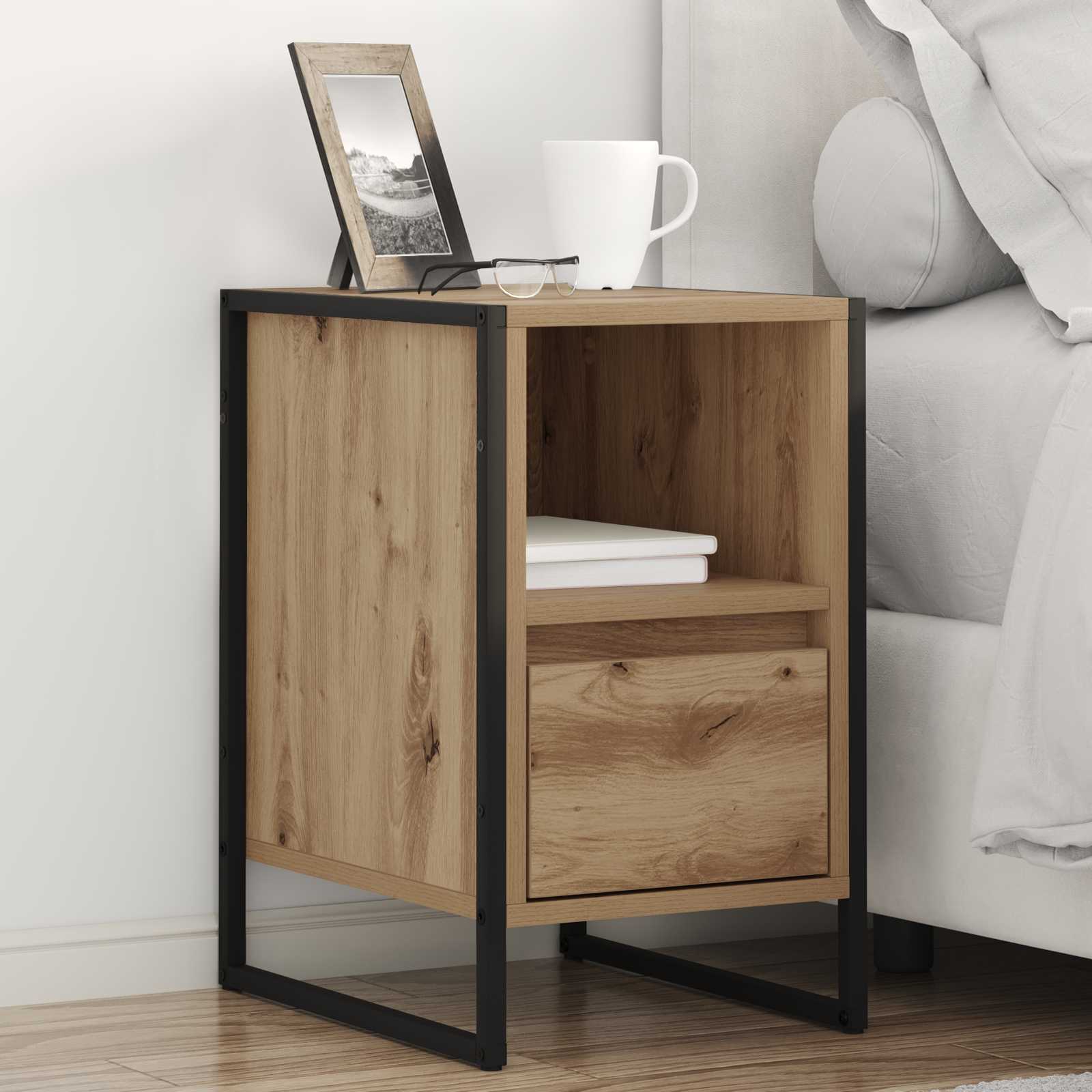 vidaXL Bedside Table Artisian Oak 39.5 x 30 x 50 cm Engineered Wood 1