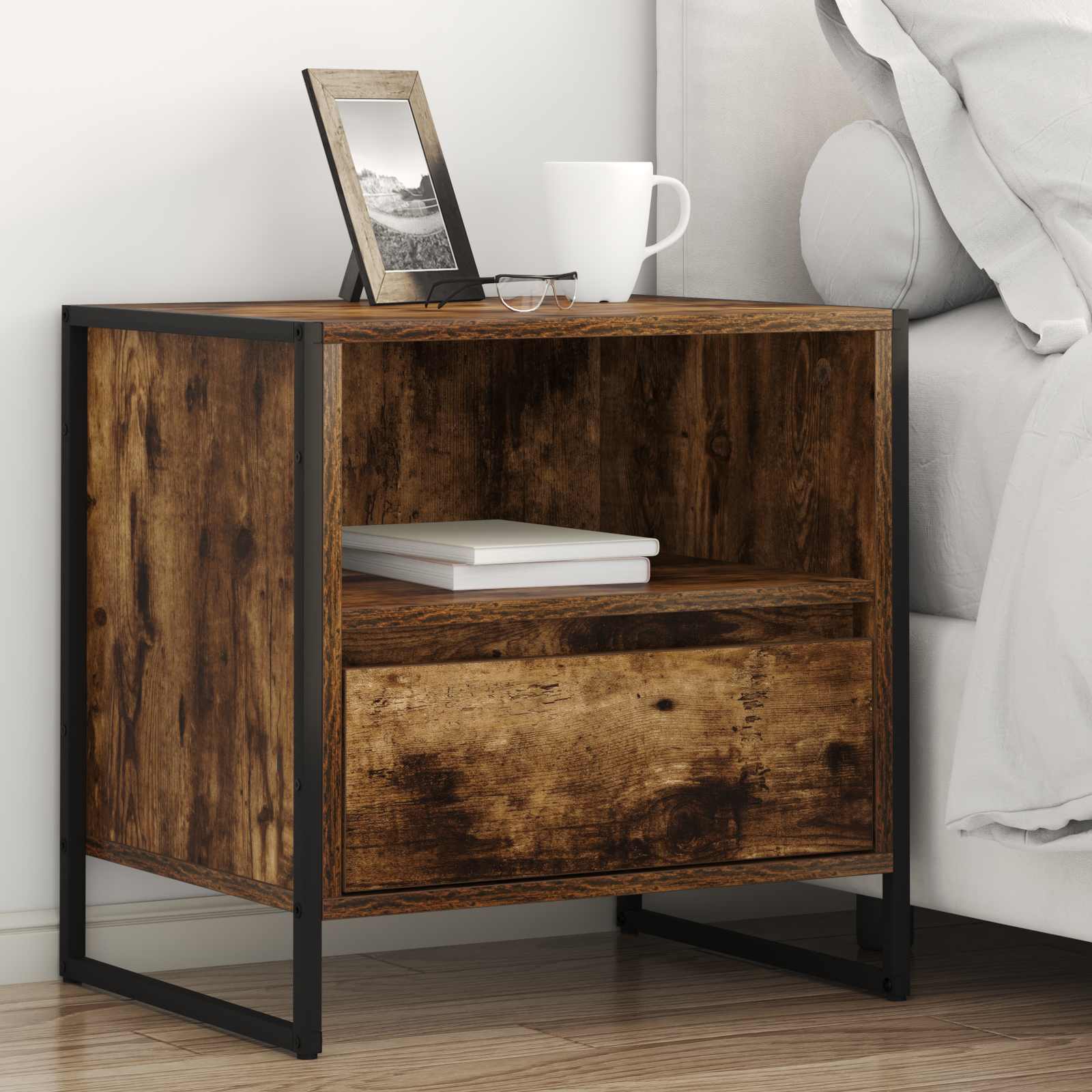 vidaXL Bedside Table 2 pcs Smoke Oak 50 x 39.5 x 50 cm Engineered Wood 1