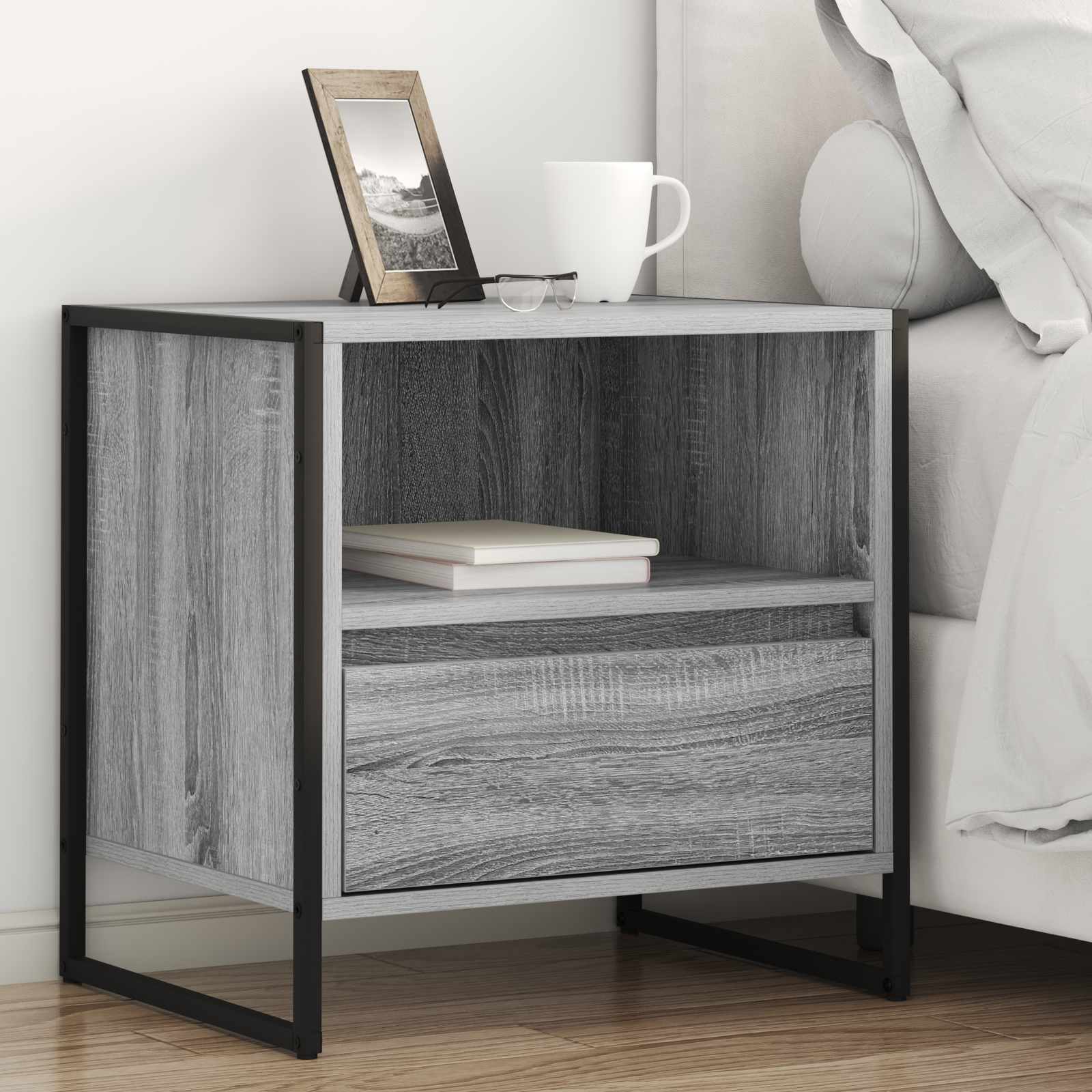 vidaXL Bedside Table 2 pcs Grey Sonoma 50 x 39.5 x 50 cm 1