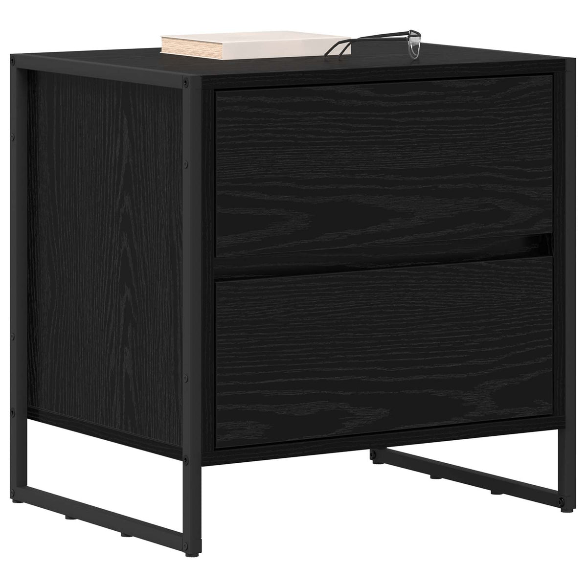 vidaXL Bedside Table 2 pcs Black Oak 50 x 39.5 x 50 cm Engineered Wood 3