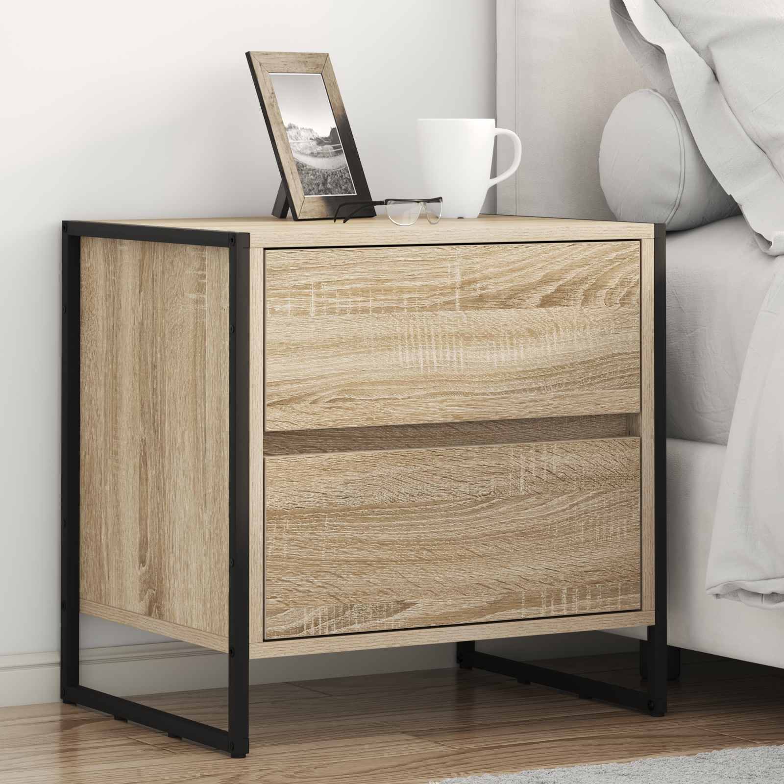 vidaXL Bedside Table 2 pcs Sonoma 50 x 39.5 x 50 cm Engineered Wood 1