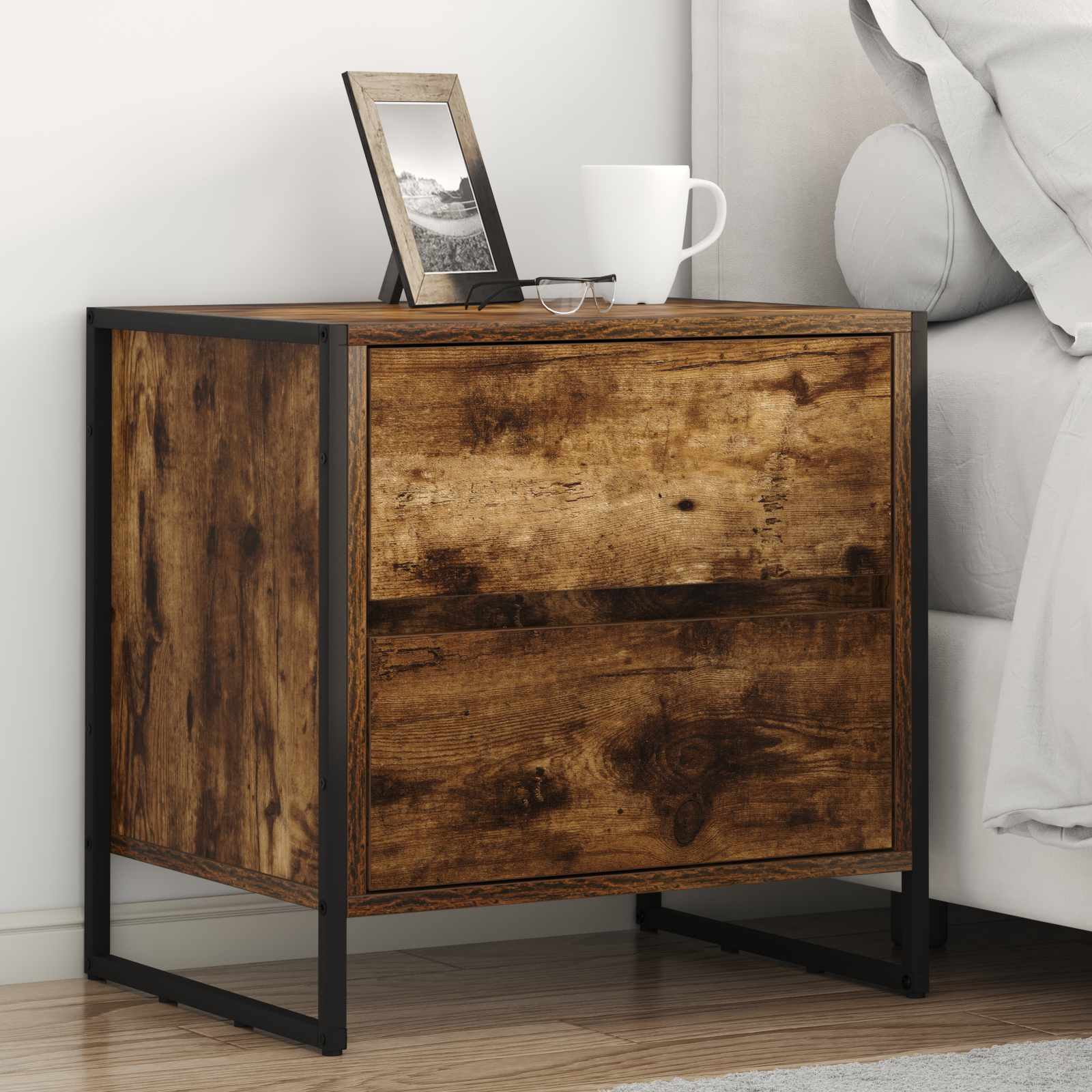 vidaXL Bedside Table 2 pcs Smoke Oak 50 x 39.5 x 50 cm Engineered Wood 1