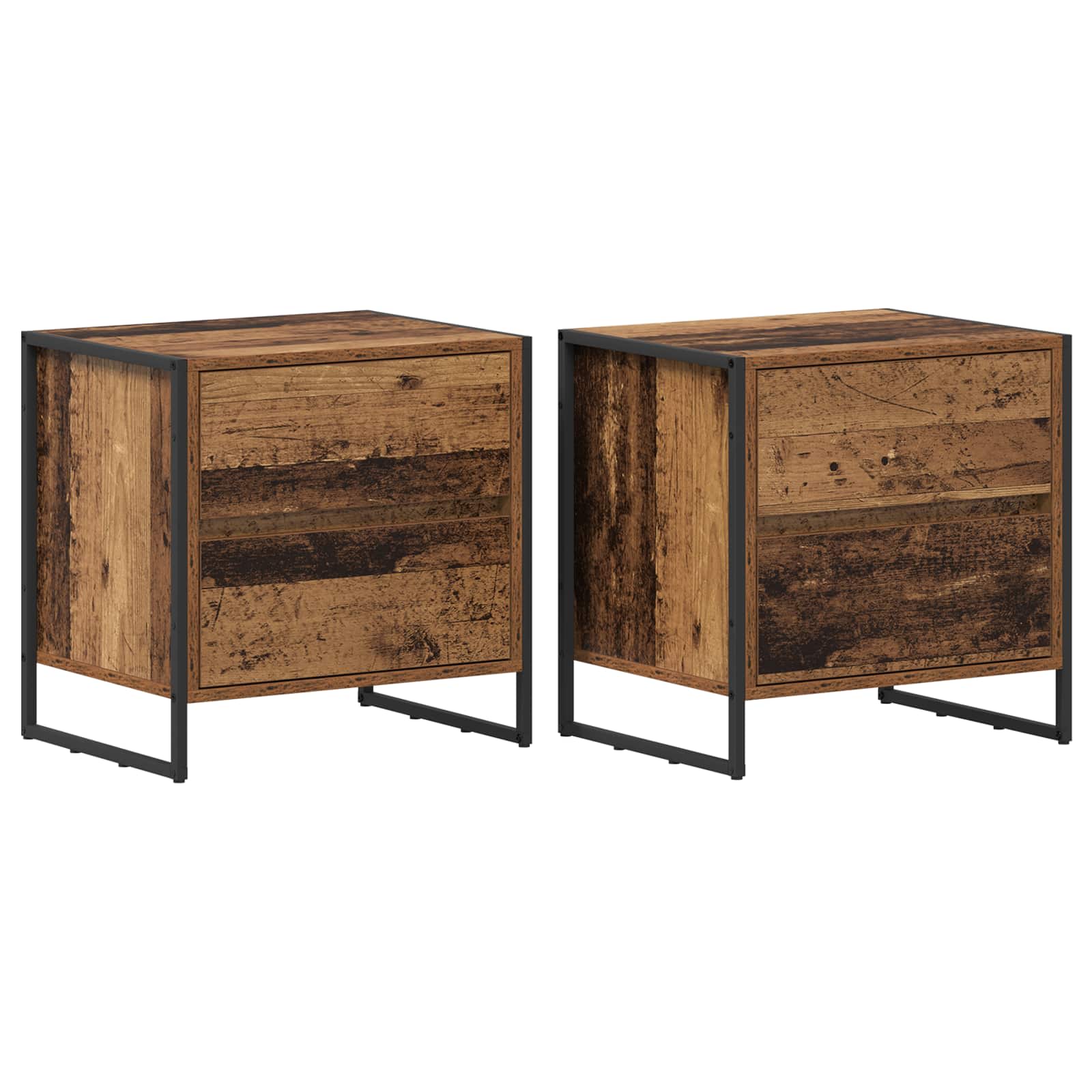 vidaXL Bedside Table 2 pcs Old Wood 50 x 39.5 x 50 cm Engineered Wood 2
