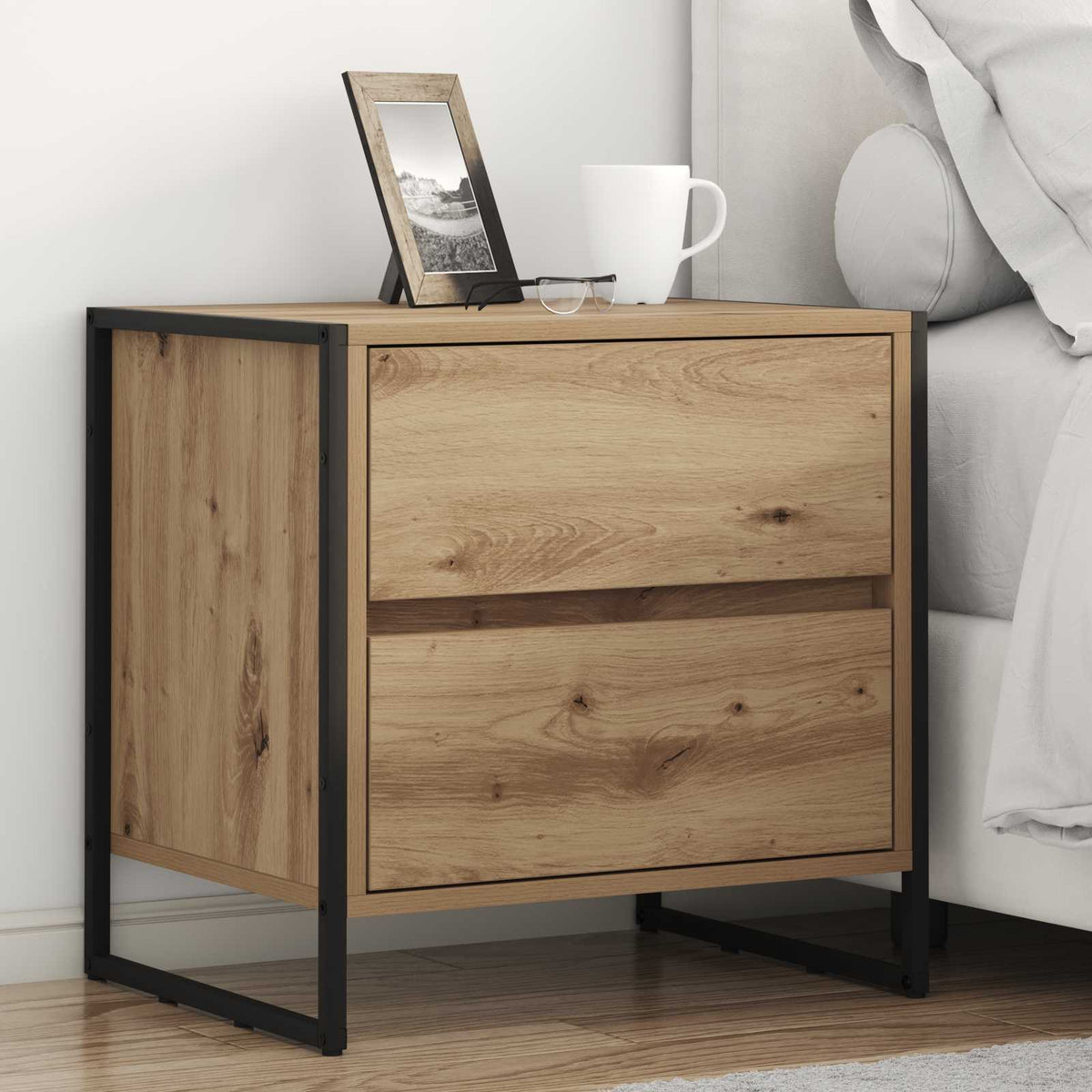 vidaXL Bedside Table 50 x 39.5 x 50 cm Engineered Wood