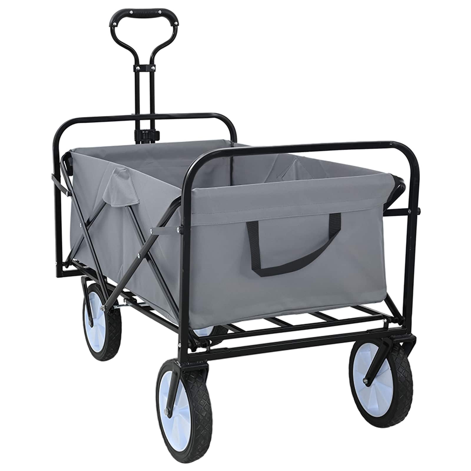 vidaXL Folding Shopping Trolley with Breaks Grey 94 x 53 x 99 cm 2