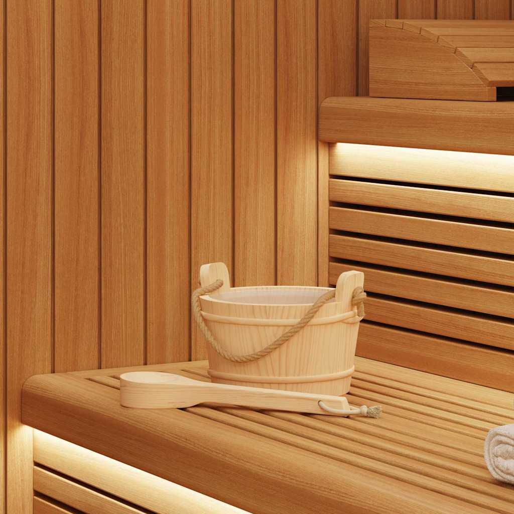 vidaXL Sauna Bucket 2 pcs Brown Solid Pine Wood and Hemp 1